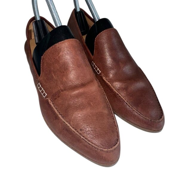 Lucky Brand Bejaz Women's 7 Slip On Brown Loafer Point Toe Flat Leather - Picture 1 of 9